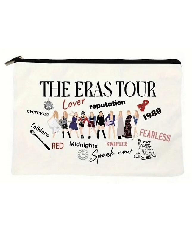 Taylor Swift Eras Tour Makeup Bag – 9" x 7" Zippered Pouch for Cosmetics, Pencils & Travel Essentials | Cute Swiftie Gift for Women, Girls, Teens | Eras Album Aesthetic Toiletry Bag