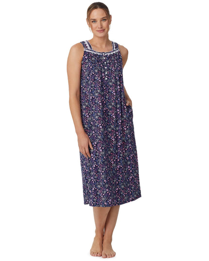 SIZE: 2XL(18W-20W) - Aria Women's Sleeveless Long 100% Cotton Nightgown in 46"