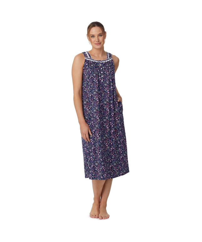 SIZE: 2XL(18W-20W) - Aria Women's Sleeveless Long 100% Cotton Nightgown in 46"