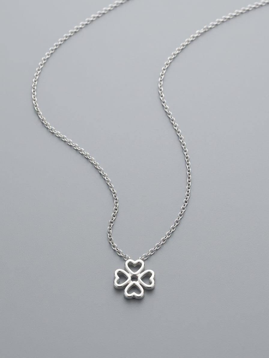 Sterling Silver Four Hearts Clover Pendant Necklace (no box ) Accessories