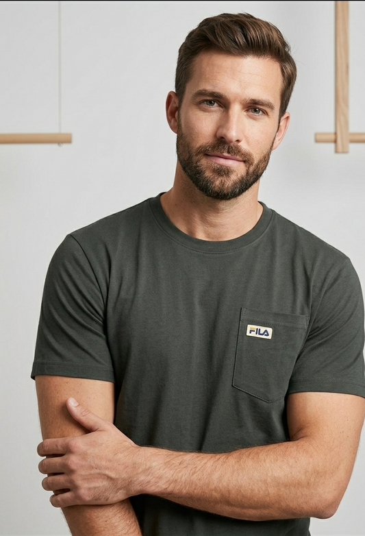 Fila Dark Green Pocket T-Shirt For Men