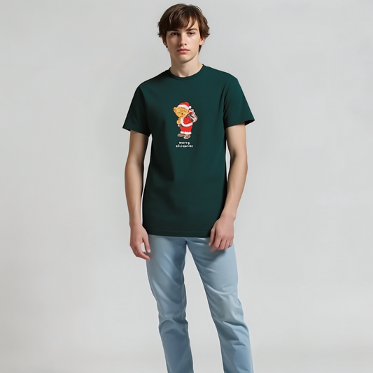 Denim & Flowers Ricky Singh Round Neck T-Shirt (Model 14) Merry Christmas