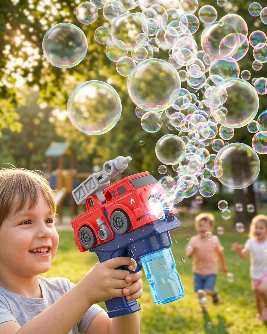 Colorland Kids' Fire Truck Electric Bubble Gun with Lights & Sounds