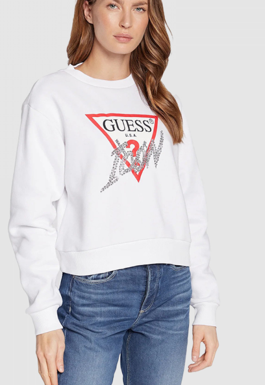 Guess Sweatshirt Woman Guess White Full Sleeve