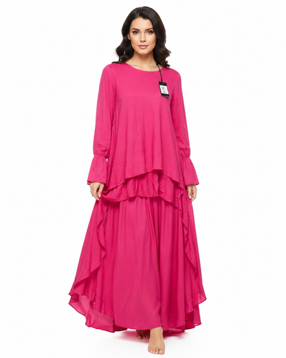 Guess Women'S Tiered Ruffle Maxi Dress - Fuchsia