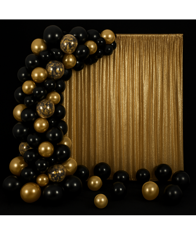 Luxury Black & Gold Prom Balloon Decoration Set – Elegant Party Décor for Proms, Birthdays & Special Celebrations