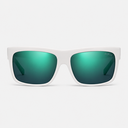 Guess Gu6883 21Q Sunglasses – White Frame / Green Teal Mirror