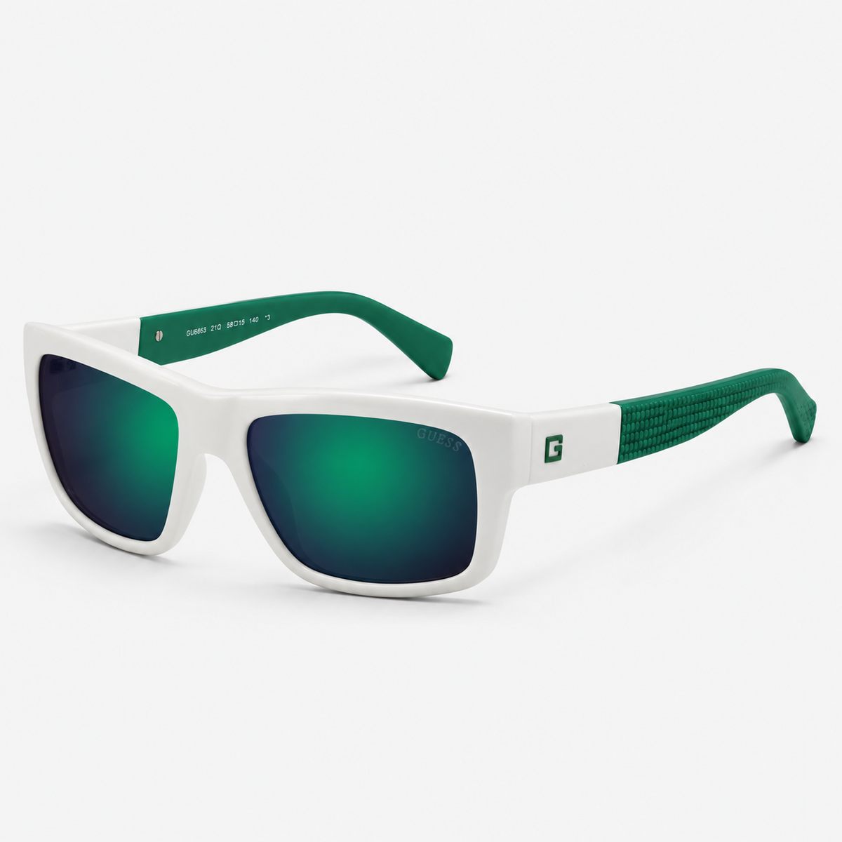 Guess Gu6883 21Q Sunglasses – White Frame / Green Teal Mirror