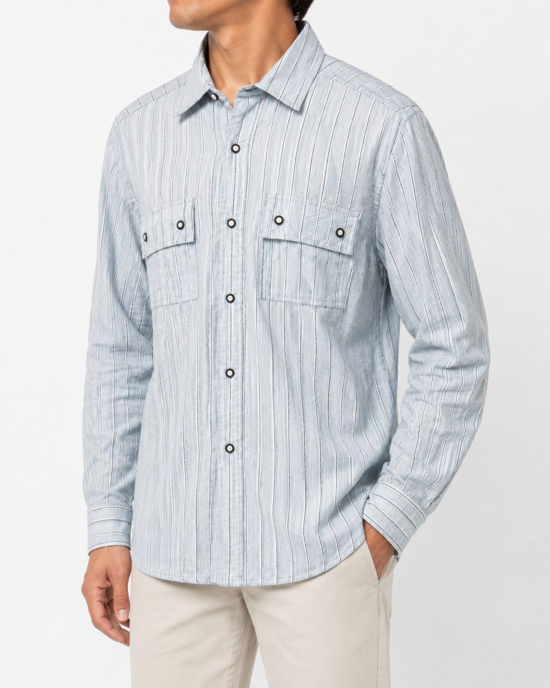 Cabral Light Blue Dress Shirt With Stripes
