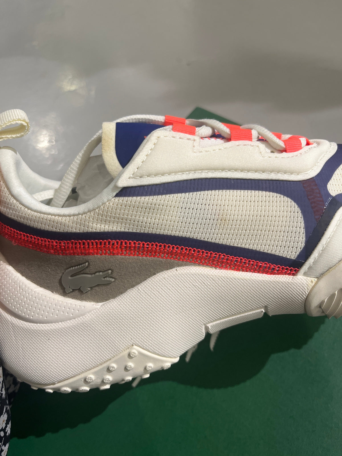 Lacoste L003 Neo Textile & Synthetic Off-White, Navy & Orange Sneakers