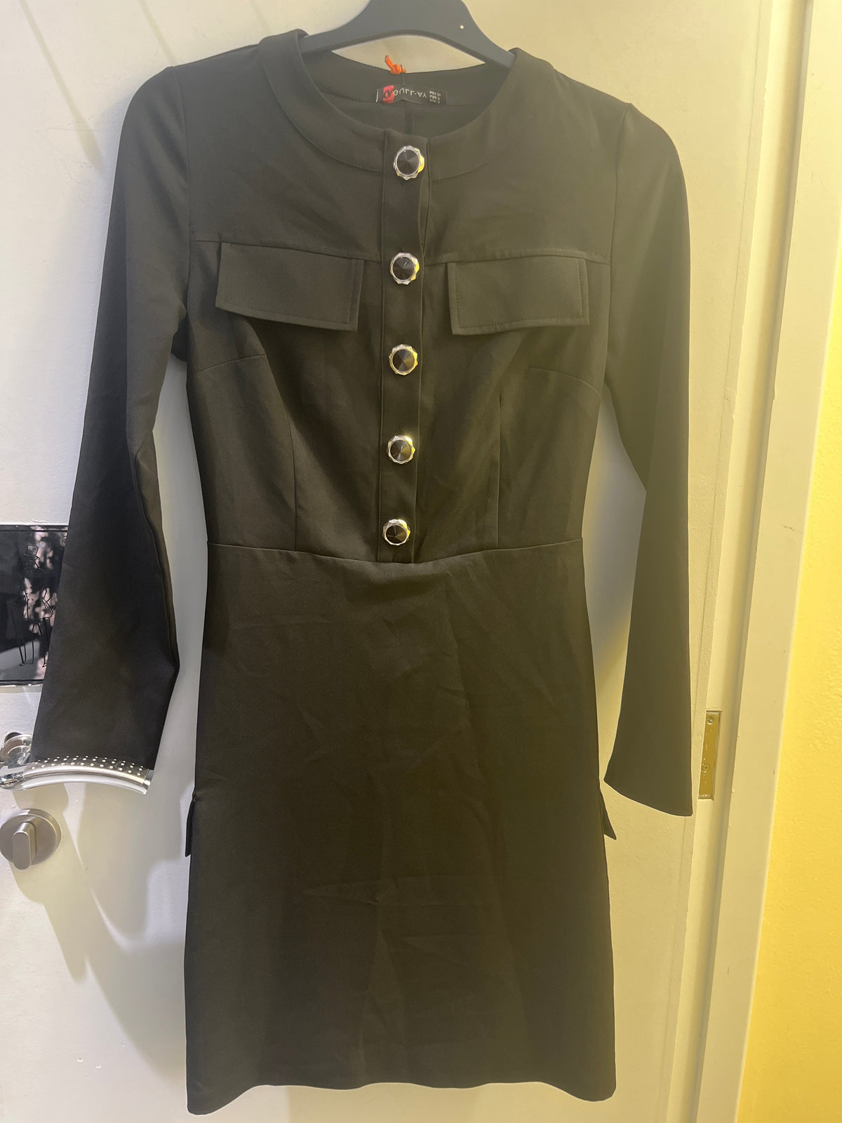 Gull-Ay Women'S Black Long-Sleeve Button-Front Mini Dress