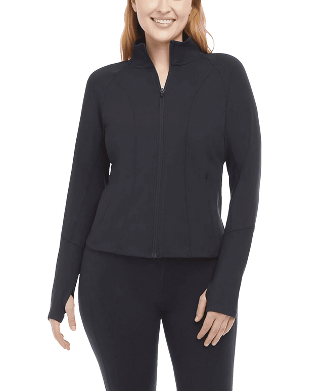 SIZE S - Danskin Women's Contour Yoga Full Zip Jacket, Black Salt