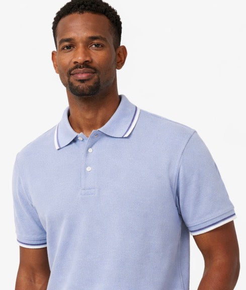 Denim & Flower Ricky Singh Light Blue Polo T-Shirt with Blue Floral Interior