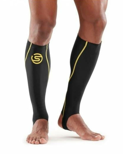 SKINS Unisex Essential Calf tights with Stirrup Black/Yellow
