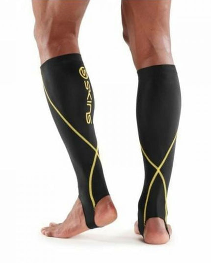 SKINS Unisex Essential Calf tights with Stirrup Black/Yellow