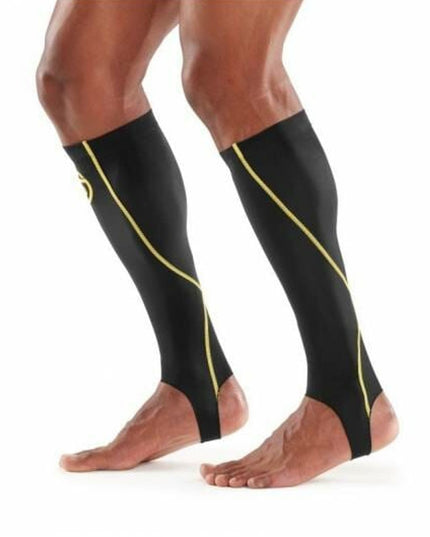 SKINS Unisex Essential Calf tights with Stirrup Black/Yellow
