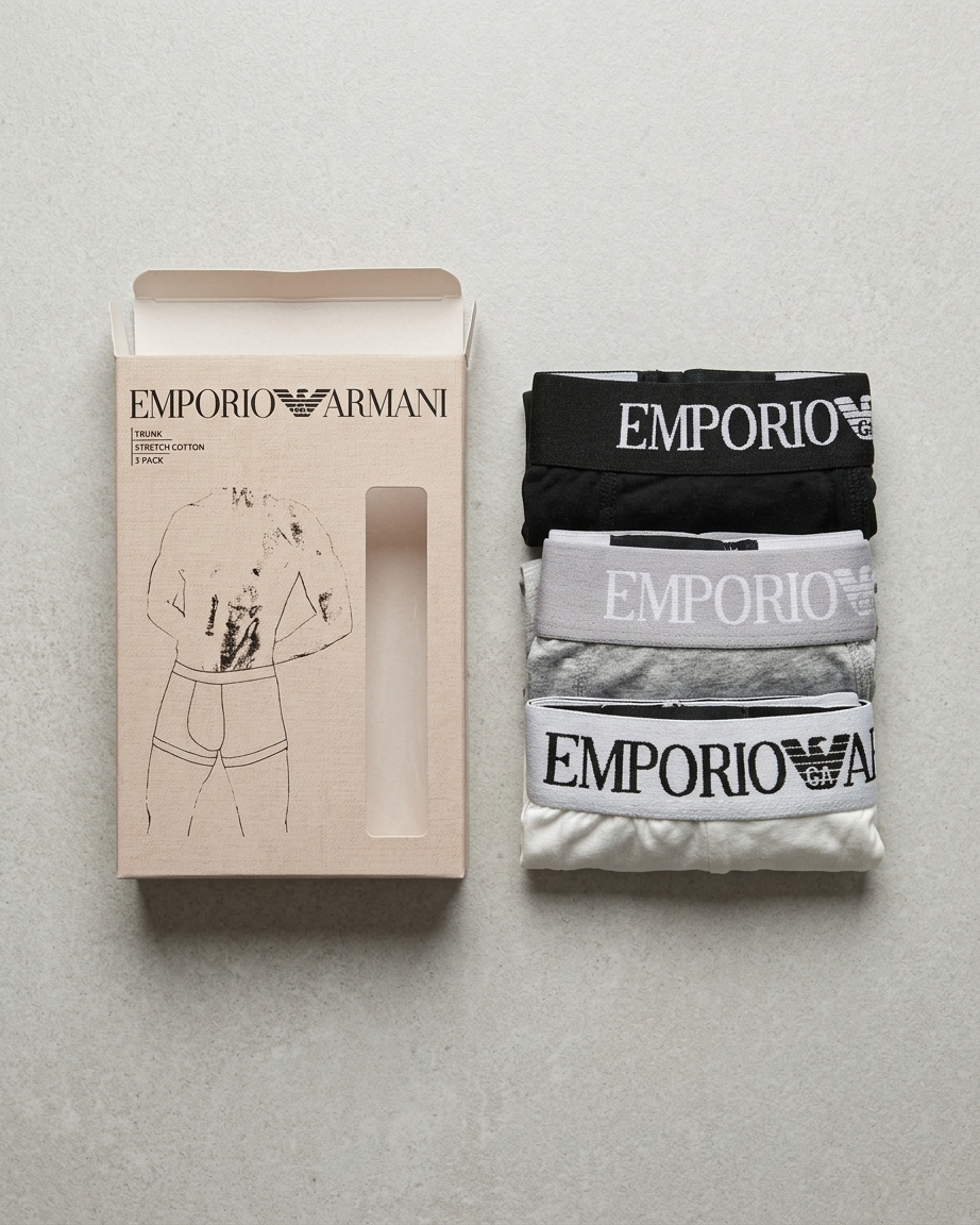 Emporio Armani 3-Pack Trunks, Stretch Cotton