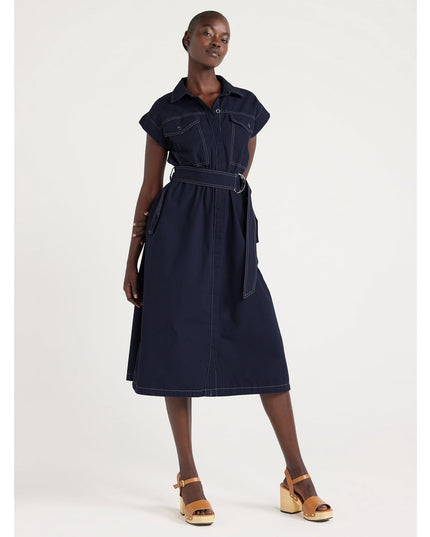 SIZE: XS - Free Assembly Women's Belted Utility Midi Dress