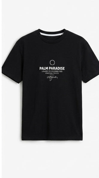 Denim & Flower Black Palm Paradise T-Shirt