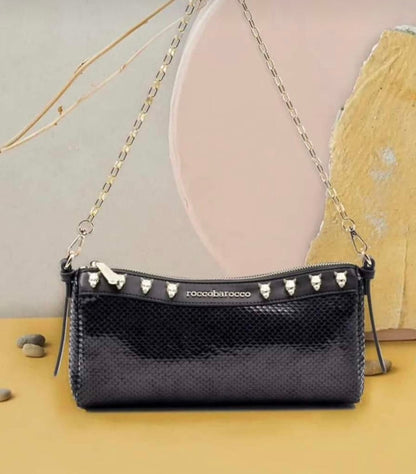 Roccobarocco Black Nero Tracolla Shoulder Bag With Chain Rbr910B5503