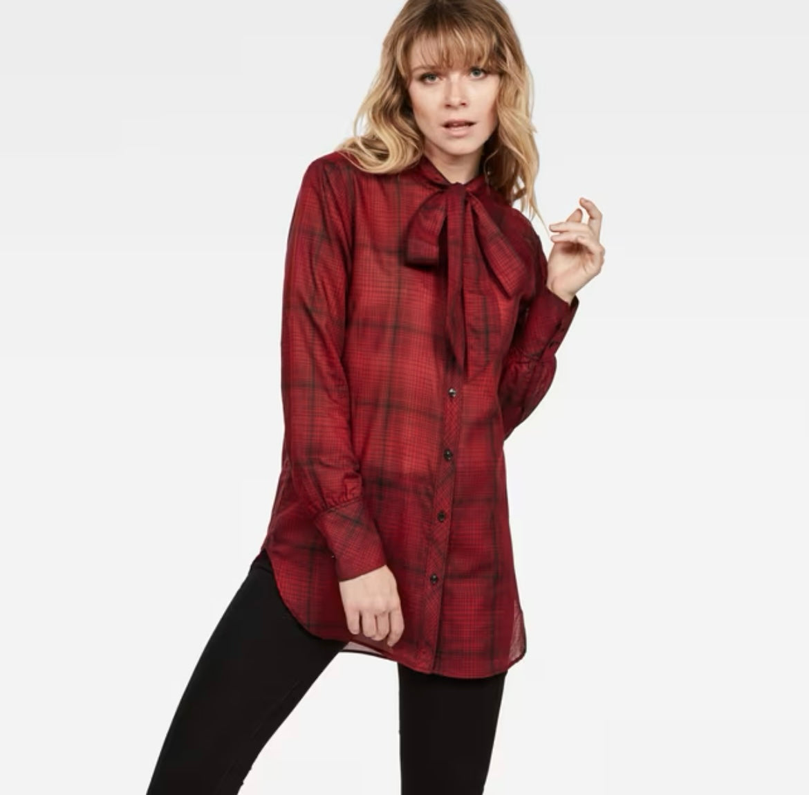 G-Star Raw Deline Bf Bow Blouse Wmn L\S Dk Black/Dk Baron Check Lt Wr Dorothy Bevis Check