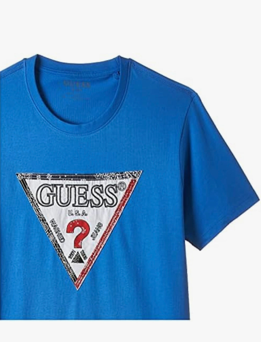Guess Men'S Bandana Triangle Logo T-Shirt – Blue