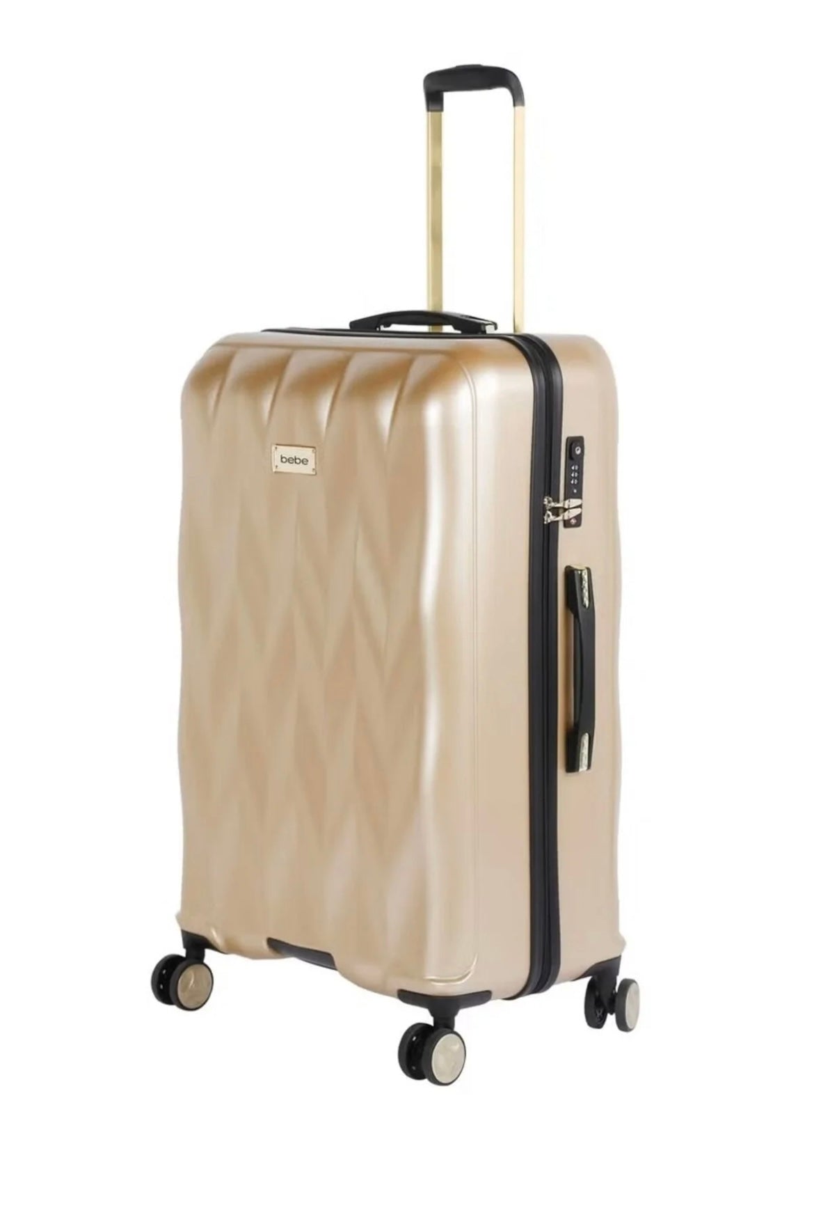 Bebe Carmella Gold Large Light Weight Polycarbonate Trolley Bag Luggage