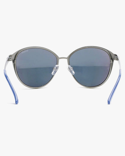 Women's Matte Blue Smoke Mirror Sunglasses - UV Protection