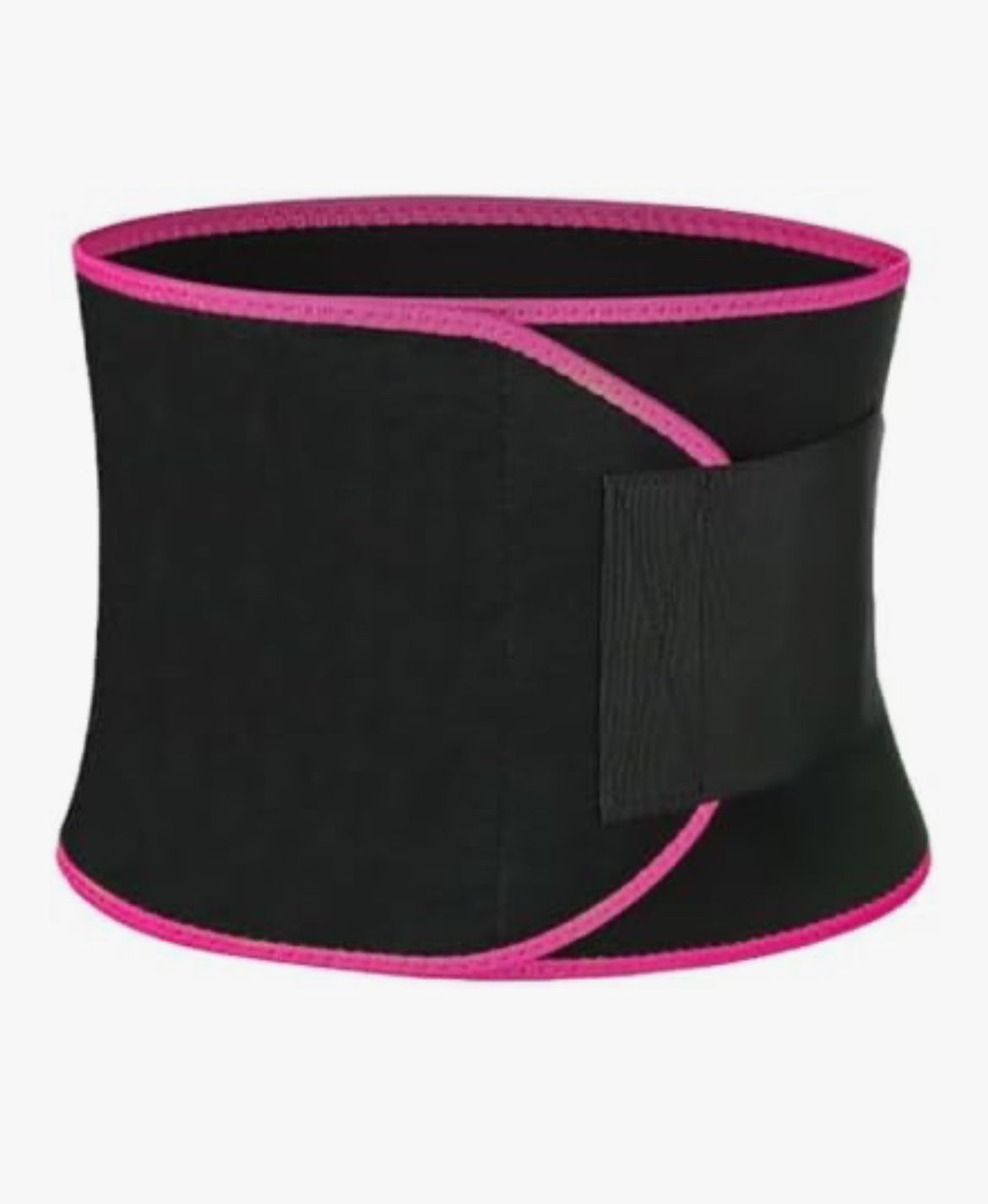 Black Life Top waist trimmer support belt with pink trim and hook-and-loop closure