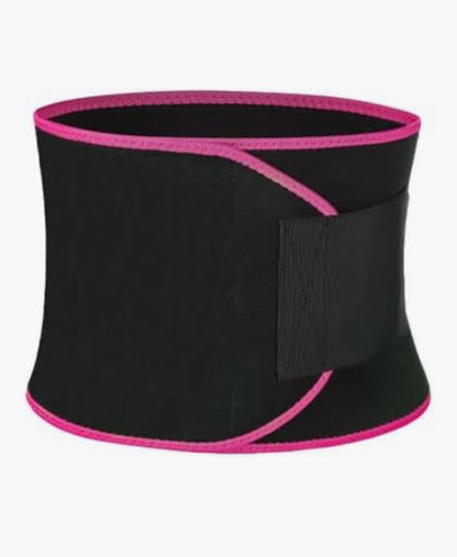 Black Life Top waist trimmer support belt with pink trim and hook-and-loop closure