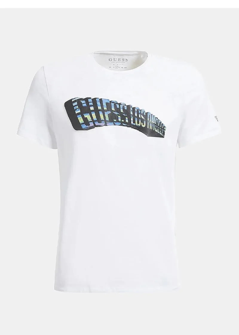 Guess Men'S Front Logo T-Shirt White
