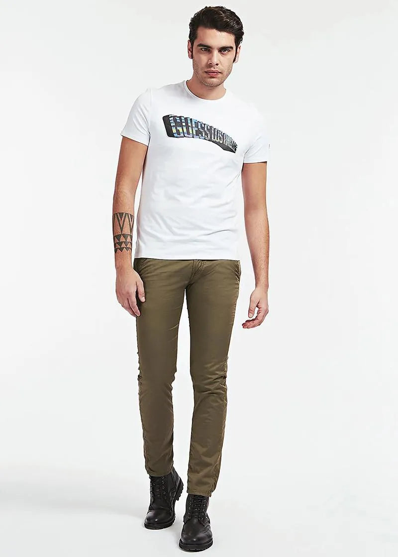 Guess Men'S Front Logo T-Shirt White