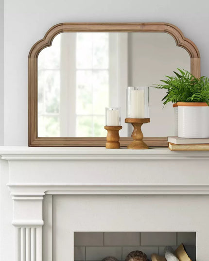 SEALED-92CM x 66CM French Country Mantle Wood Mirror Natural-Threshold™ (BLACK COLOR)