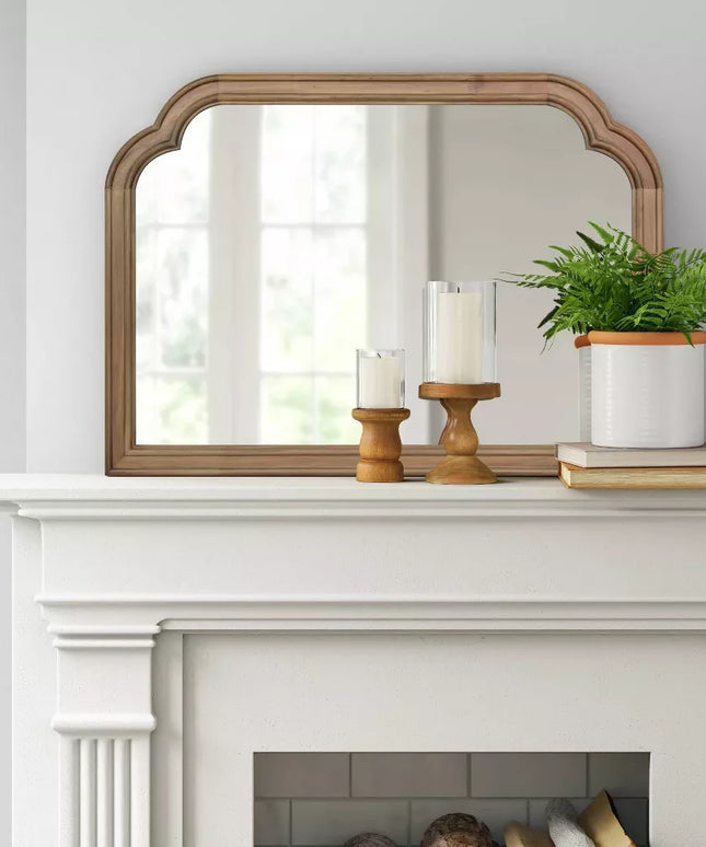 SEALED-92CM x 66CM French Country Mantle Wood Mirror Natural-Threshold™ (BLACK COLOR)