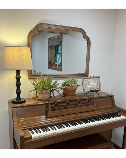 SEALED-92CM x 66CM French Country Mantle Wood Mirror Natural-Threshold™ (BLACK COLOR)