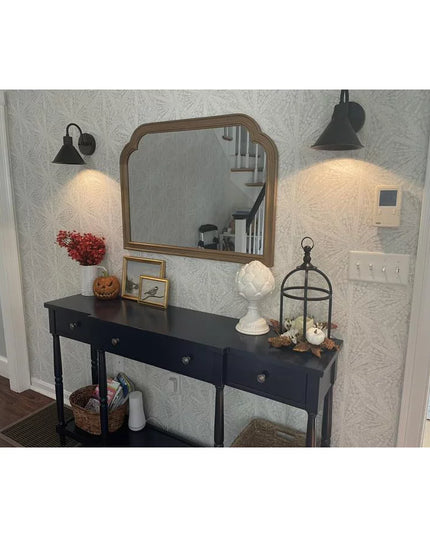 SEALED-92CM x 66CM French Country Mantle Wood Mirror Natural-Threshold™ (BLACK COLOR)