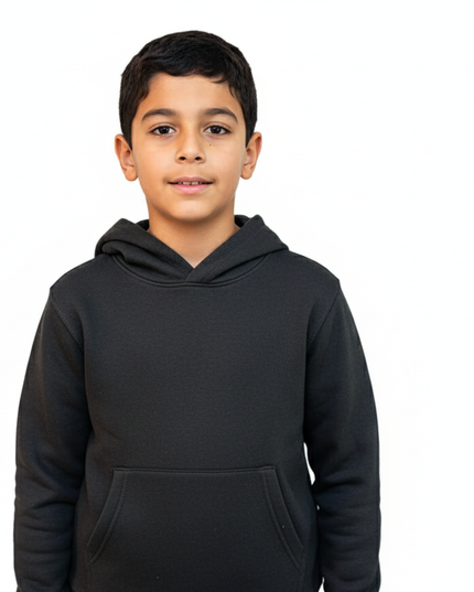 Vively Kids Hoodie, 5-16Y, Solid Black Charcoal