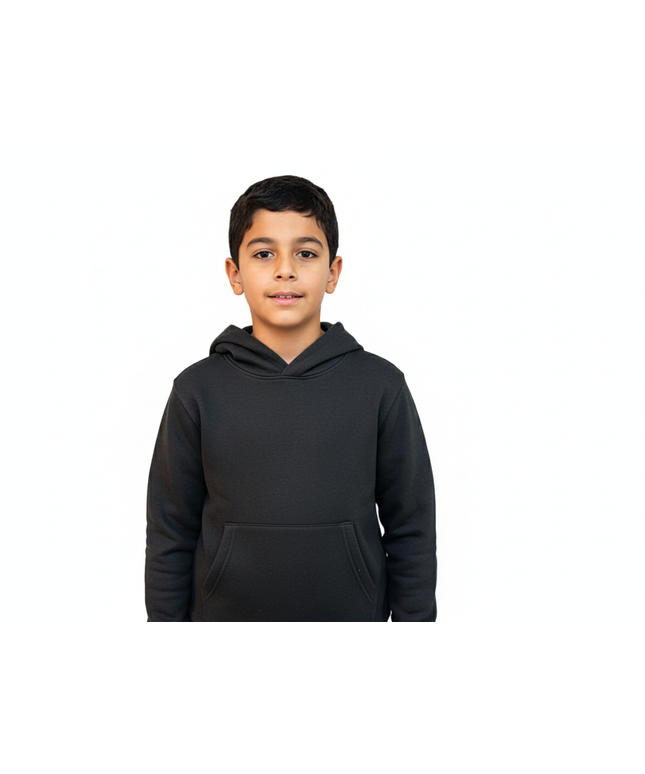 Vively Kids Hoodie, 5-16Y, Solid Black Charcoal