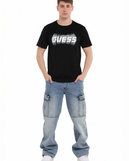 Guess Men’s Black Cotton T-Shirt