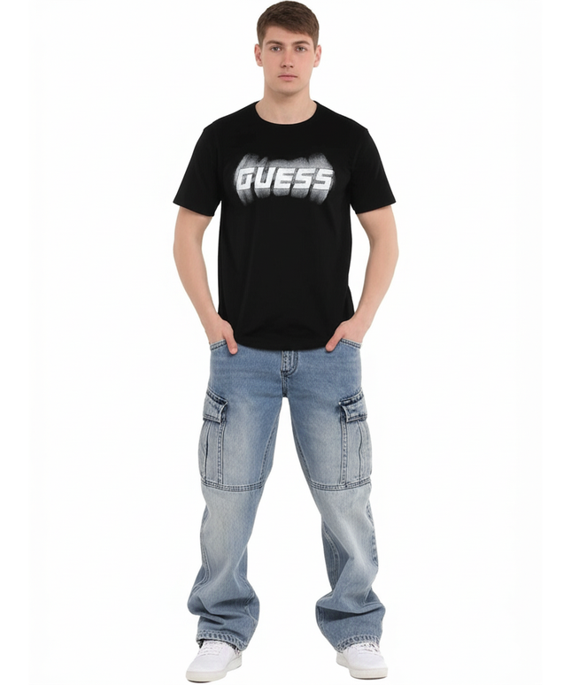 Guess Men’s Black Cotton T-Shirt
