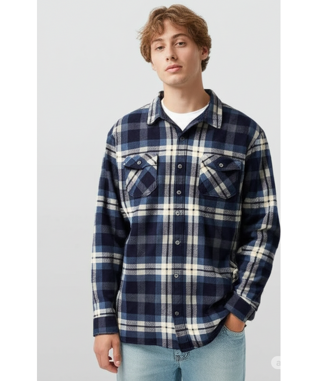 Freedom Foundry Men’s Navy Flannel Shirt – Classic Casual Shirt
