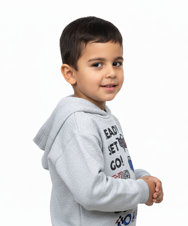 K-D Kids Hoodie, 1-7 Yrs, Heather Grey