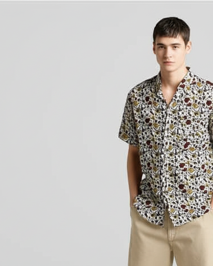 Denim & Flower Men’s Red & White Floral Design Shirt – Stylish Casual Wear