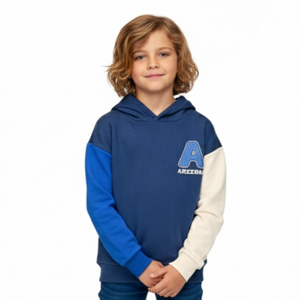 K-D Kids Hoodie, 8-16Yrs, Navy Color Block