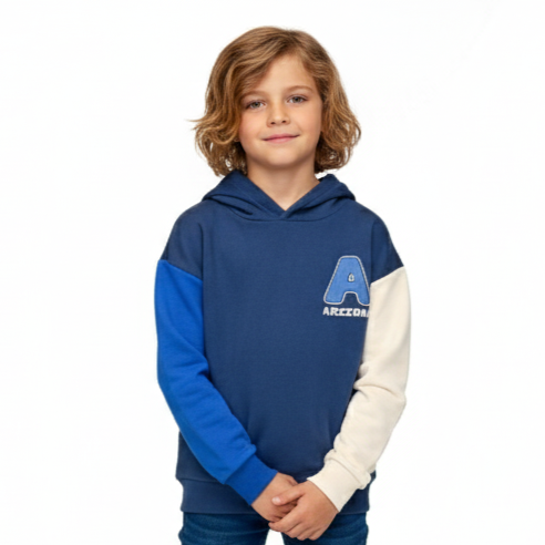 K-D Kids Hoodie, 8-16Yrs, Navy Color Block