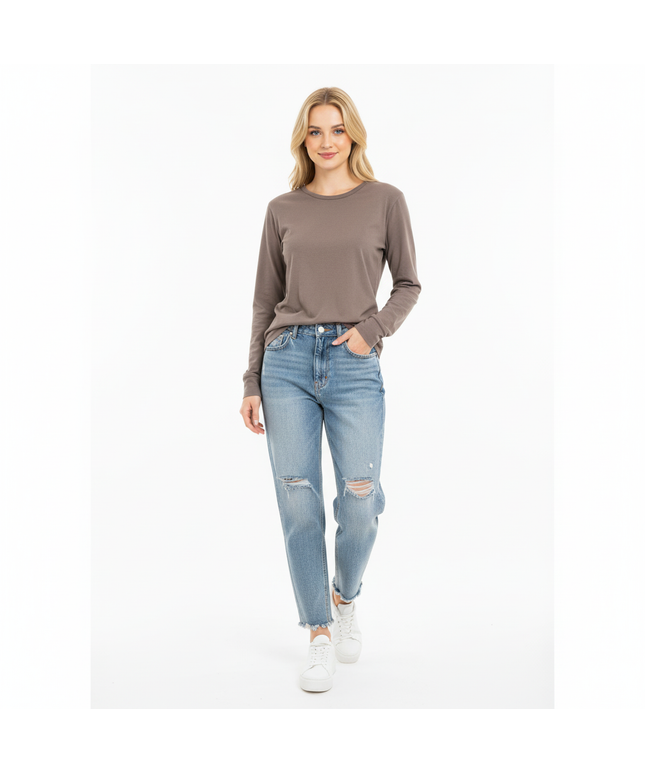 LUCKY BRAND LOS ANGELES Grey Women's Full Sleeve T Shirt