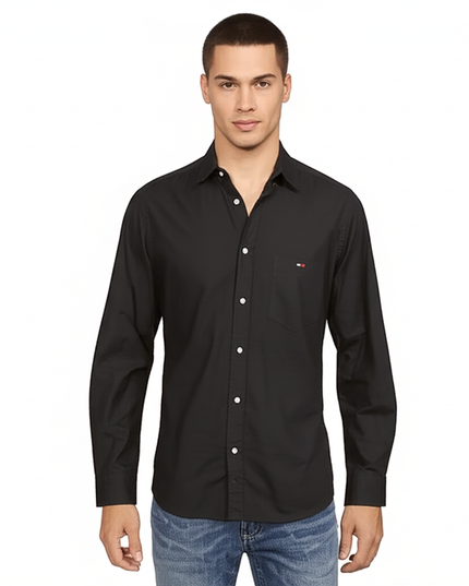 Tommy Hilfiger Men’s Long Sleeve Shirt, BLACK