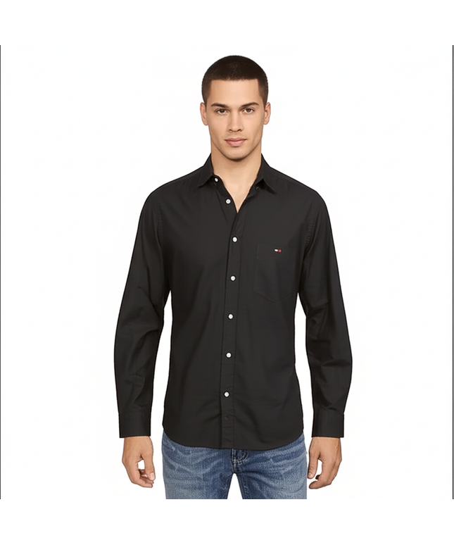 Tommy Hilfiger Men’s Long Sleeve Shirt, BLACK