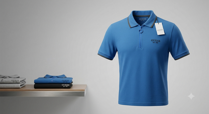 Guess Men'S Short Sleeve Quarter-Zip Polo Shirt – Royal Blue