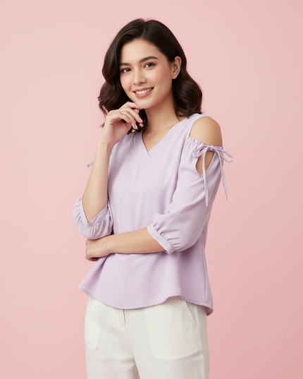 J&J NEW FASHION WOMEN'S PURPLE SHORT SLEEVE TOP